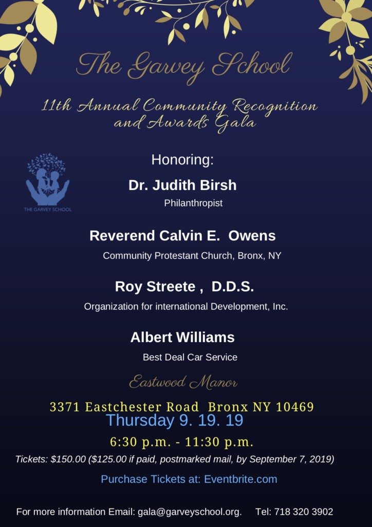 The Garvey School 11th Annual Community Recognition and Awards Gala Flyer