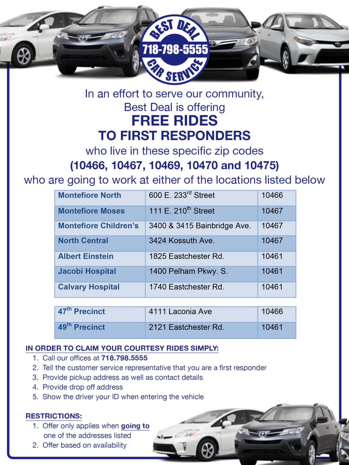 Best Deal Car Service Offering FREE Rides to First Responders due to COVID-19